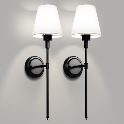 Battery Operated Remote Control Wallchiere Armed Wall Sconce Traditional Sconces with Fabric Shade