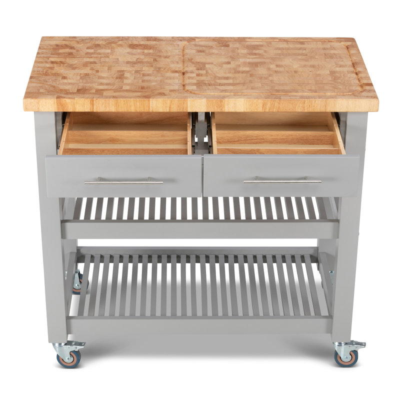 Sydney 38.30'' Wide Rolling Kitchen Cart, Light Gray