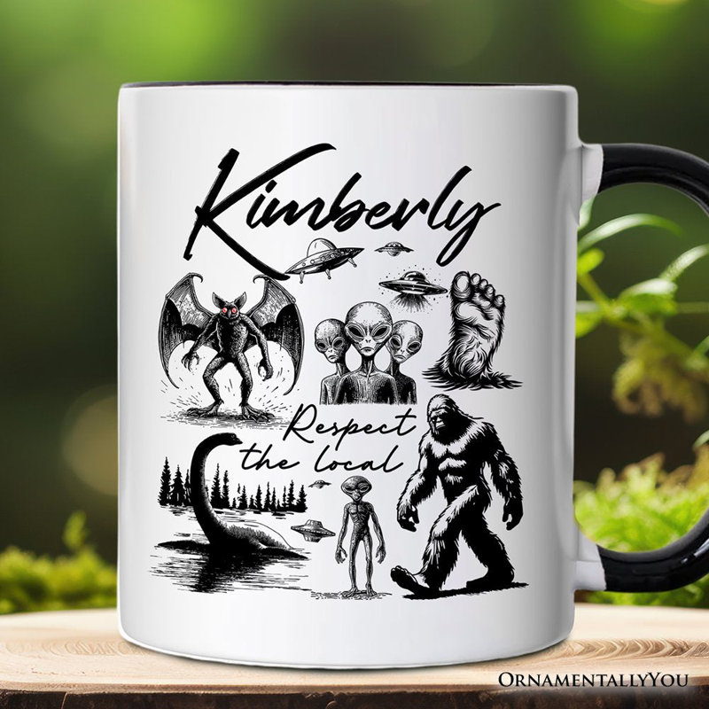 Tasse à café «Respect the local Cryptid Squad», drôle de Bigfoot Alien Mothman
