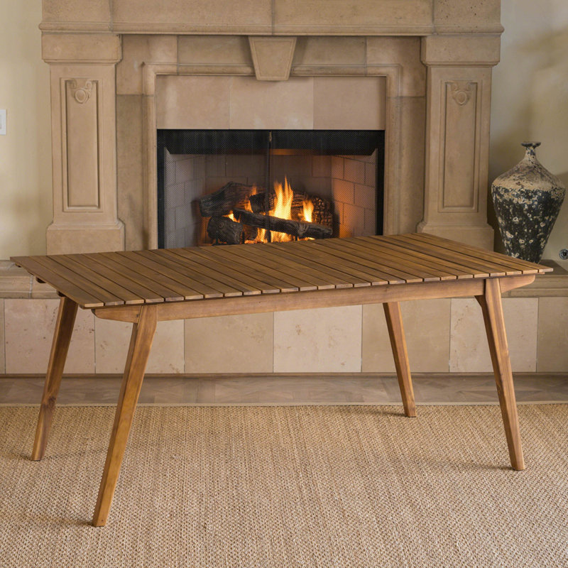 Table de salle à manger d'extérieur en bois massif de 69 po