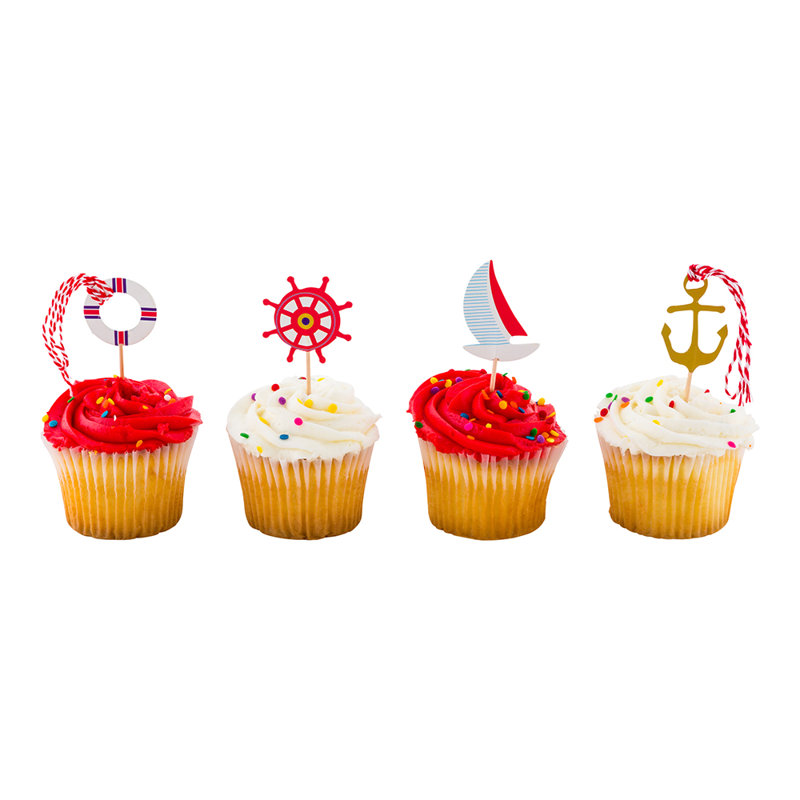 24 Pieces Top Cake Assorted Paper Nautical Cake Topper