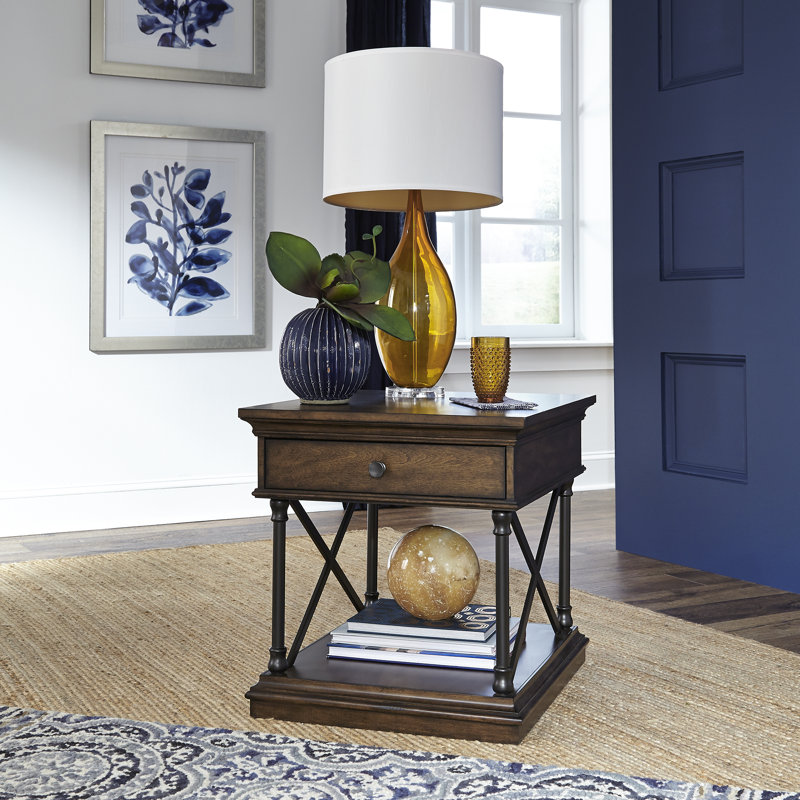 Abigaelle Molena Floor Shelf End Table with Storage, 24" H x 27" W x 23" D