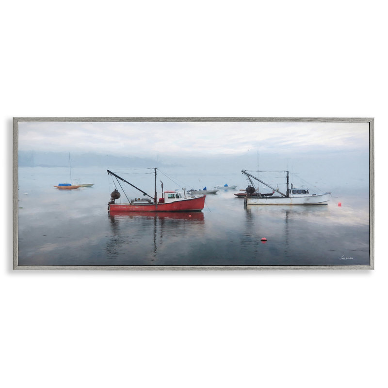 «Boat Harbor Seascape», estampe numérique encadrée par Lori Deiter, Estampe numérique Farmhouse, H 13 po x l 30 po