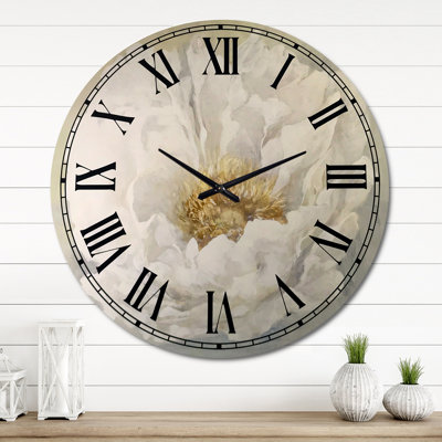 White Serene Peony - Traditional wall clock