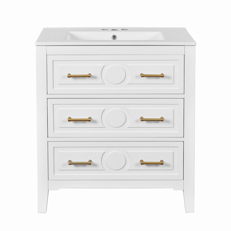 Meuble-lavabo avec lavabo en céramique 30 po Freitas, Blanc