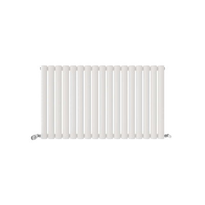 iBathUK Princia Horizontal Single Oval Panel Radiator Angled Valve
