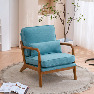 Fauteuil d'appoint rembourré en bois massif Lemley Mid Century