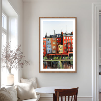 Boston Fall Colors Buildings - Framed Matted Print for Decor