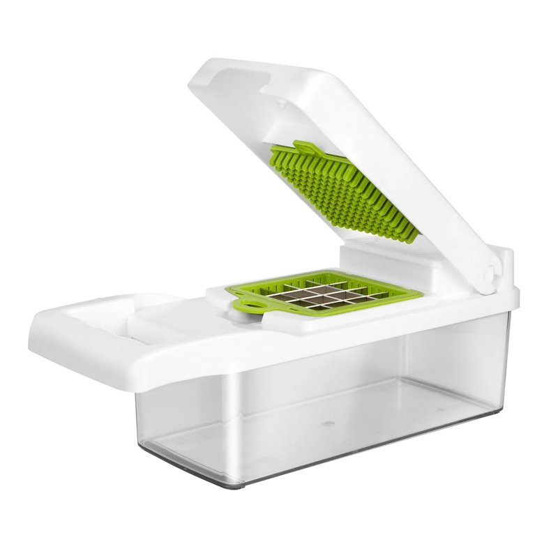 Hachoir à légumes 12 en 1, trancheuse de mandoline de cuisine avec récipient, trancheuse, râpe, éplucheur et séparateur d'œufs pour une préparation des aliments sûre et facile