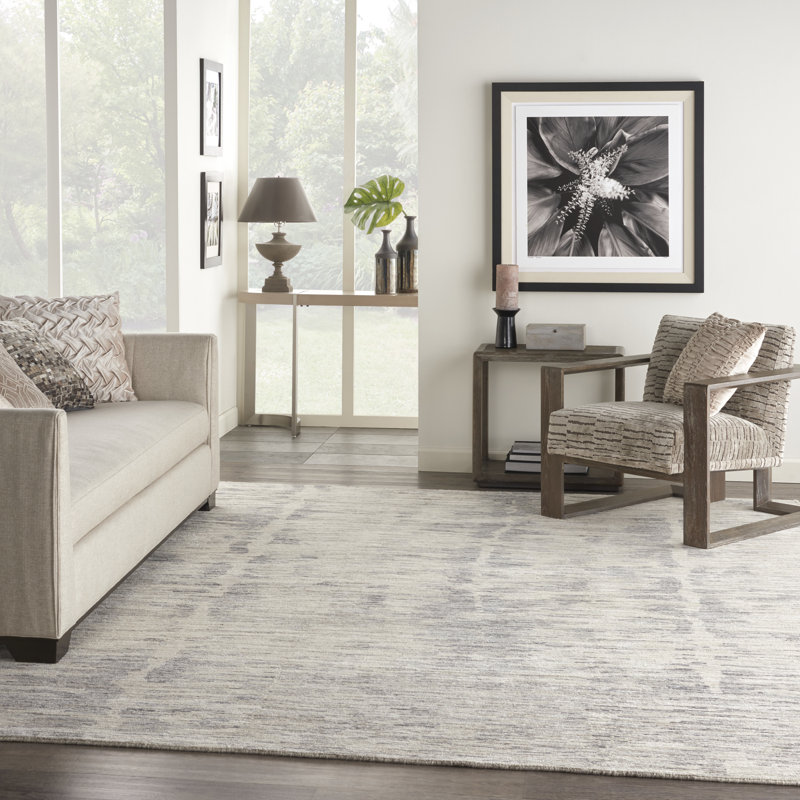 Tapis d'intérieur moderne ardoise ivoire 8 pi 6 po x 11 pi 6 po Nourison Ocean, Ardoise, Rectangle 8 pi 6 po x 11 pi 6 po