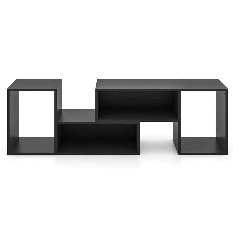 2 Pcs Adjustable Tv Stands With Storage Cubes For Tvs Up To 55 Inches Cabinets , Black