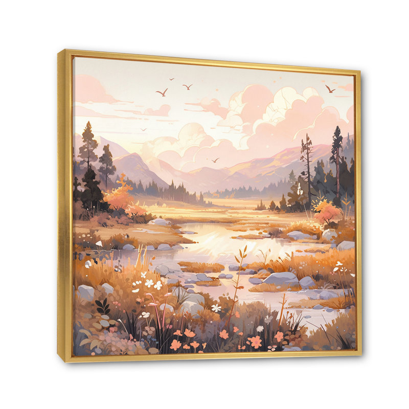 Sommet sérénité - paysages, impressions d'art mural, H 30 po x l 30 po x P 1 po, Cadre flottant doré