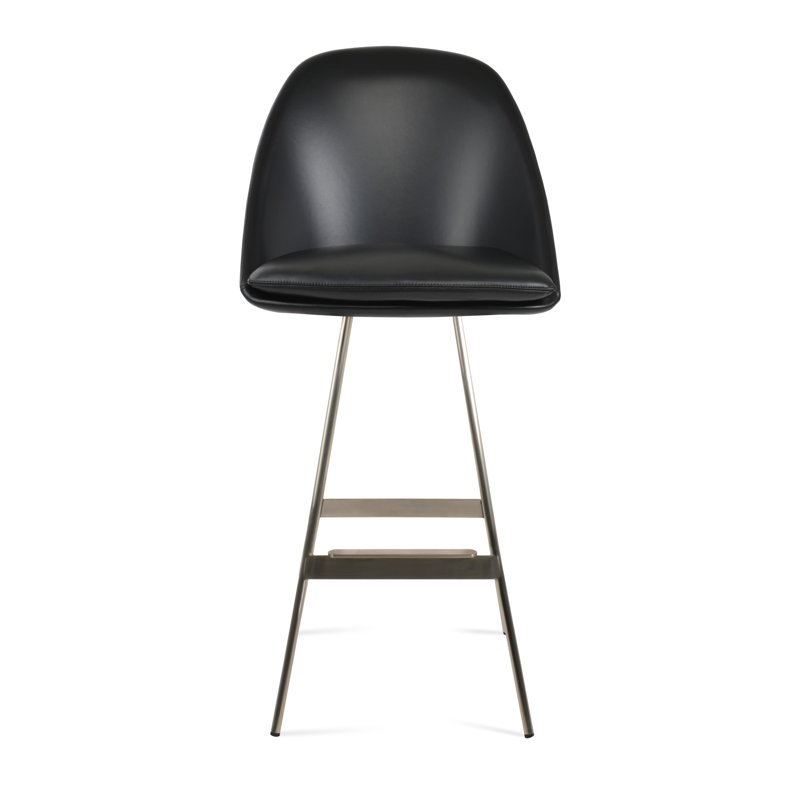 Tabouret Avanos Balat, Petit tabouret (siège d'une hauteur de 23,5 po), Chrome chrome, Noir ppm