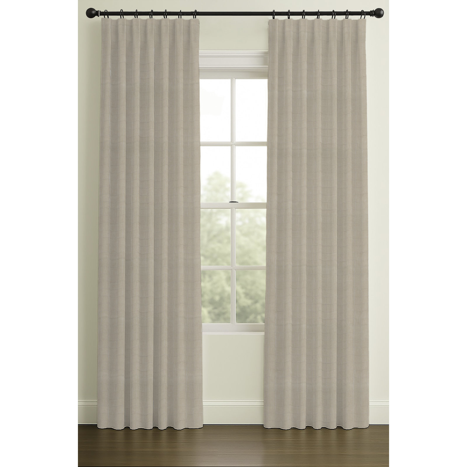 108" Inverted Pleat Blackout Lining Mathis On Natural Cotton, Inverted Pleat, 33" W x 108" L, Blackout