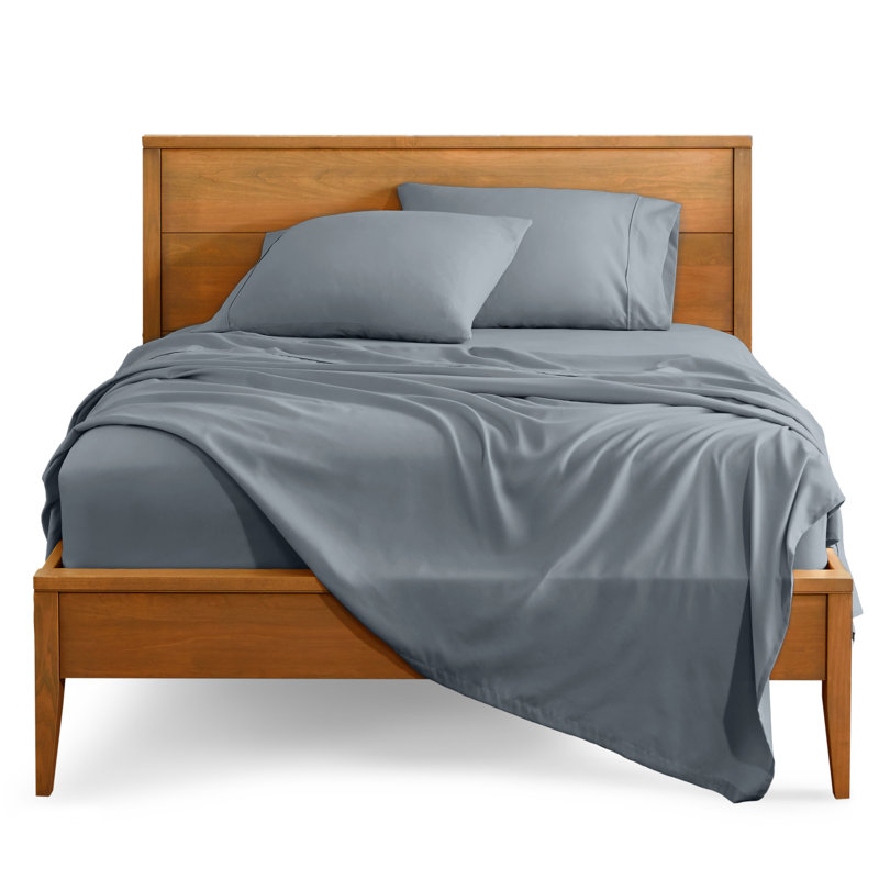 Bare Home Microfiber Sheet Set, Full XL Sheet Set + 1 Fitted Sheet + 2 Pillowcases, Steel Blue