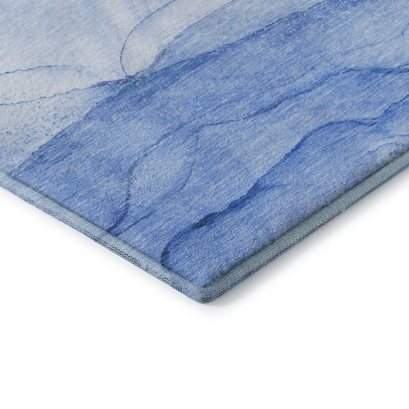 Premium Machine Washable Cerrito AMF507 Blue Rug, Runner 2'3" x 7'6"