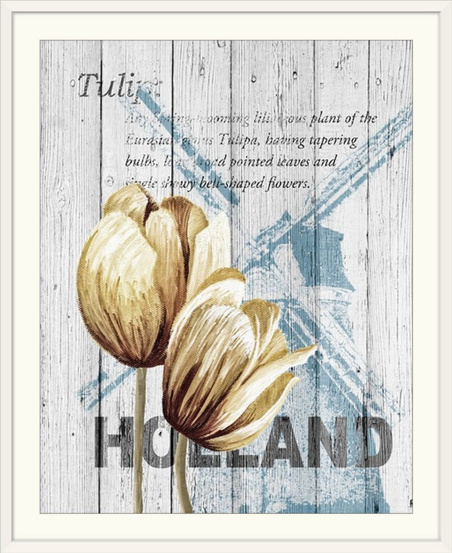 Anneloes «Holland Tulips», Alicia Soave, art textuel, H 28 po x l 24 po x P 1 po, Cadre blanc