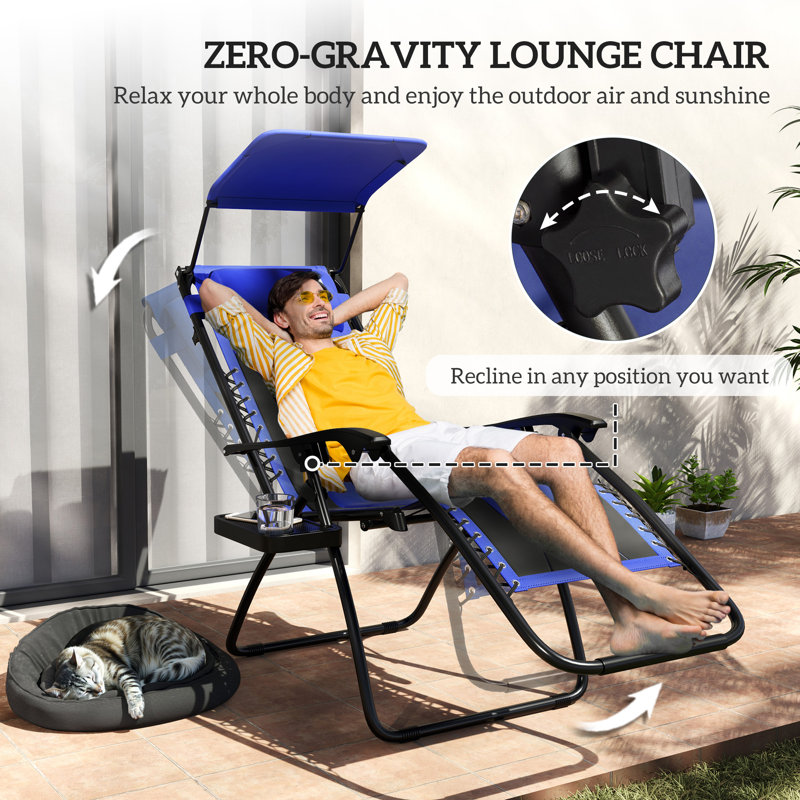 89cm Long Single Chaise with Cushions, Blue