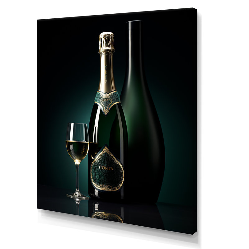 Prestiges profil vert champagne I - vin et champagne, reproduction d'art sur toile, H 20 po x l 12 po x P 1 po, Toile tendue
