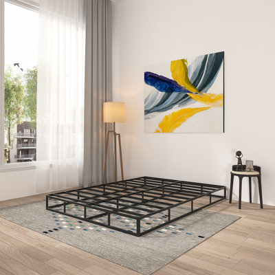 Box Spring King, 7 Inch High Metal King Box Spring Only, Heavy Duty Mattress Foundation With Fabric Cover, Easy Assembly
