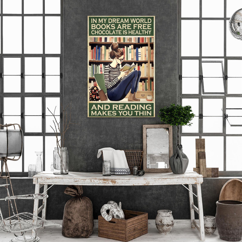 «Reading Makes You Thin 1», impression sur toile, H 14 po x l 11 po x P 1,25 po