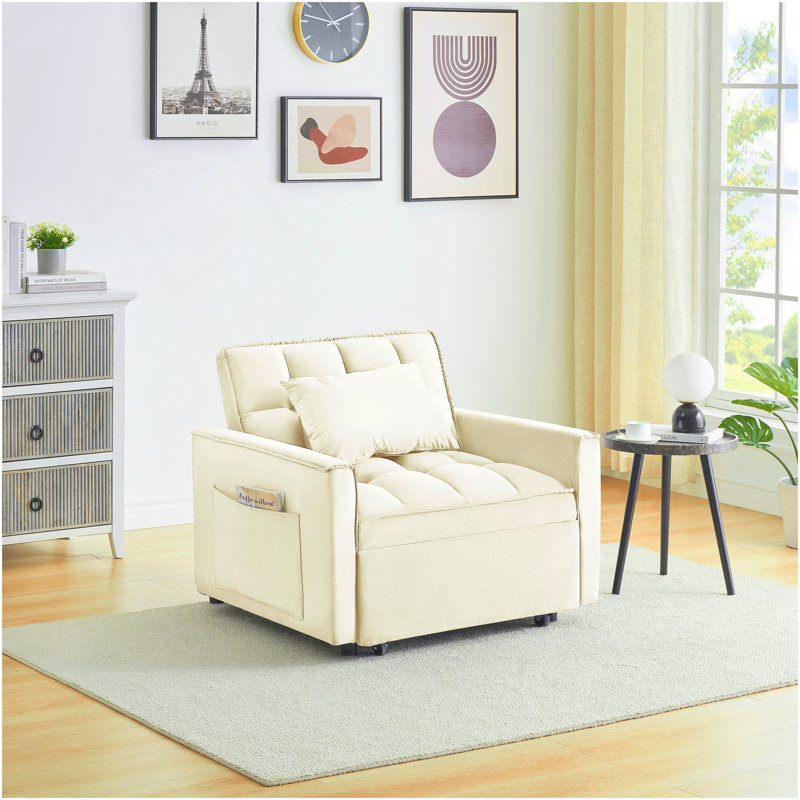 Canapé-lit, fauteuil convertible 3 en 1, fauteuil inclinable, fauteuil inclinable simple, convient aux petits espaces avec dossier réglable noir blanc crème