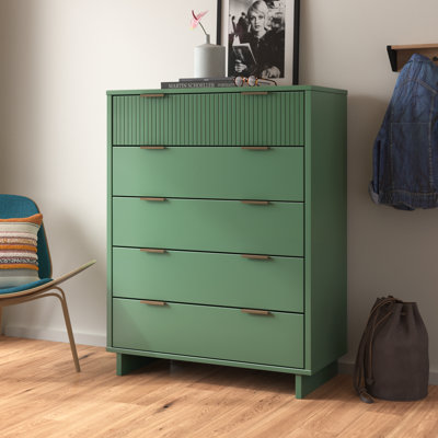 Granville 38" Solid Wood Dresser with 5 Drawers in Sage Green