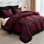 Elegant 7-Piece Comforter Set With Matching Curtains - Premium Jacquard Fabric Patchwork Bed In A Bag Bedding Set, Rich Colour With Intricate Chinese Floral Design, Machine Washable For All Seasons