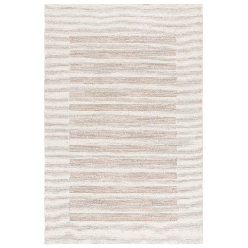 Tapis rayé en laine touffeté à la main, Rond 6 pi