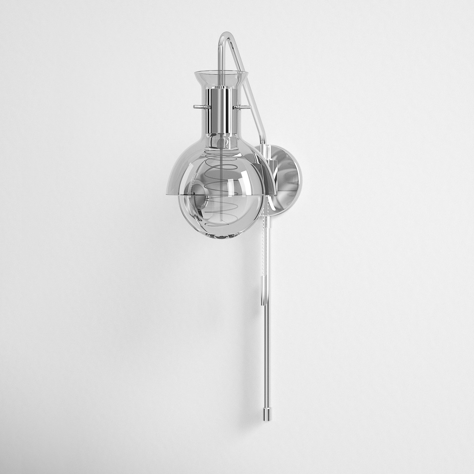Luke Single Light Glass Dimmable Armed Sconce, Polished Nickel
