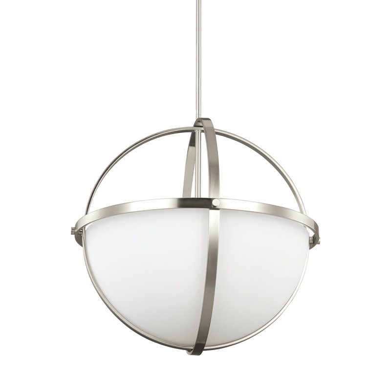 Lustre en forme de globe 3 lumières Alturas, Nickel brossé