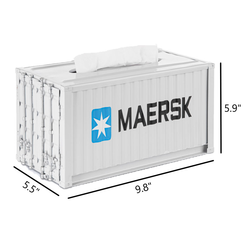 White Metal Shipping Container Tissue Box Cover