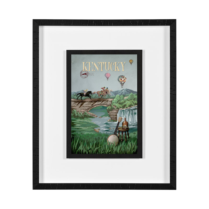 «Kentucky Go a», reproduction d'art encadrée sous verre, Cadre simple noir, Oui, H 25,5 po x l 21,5 po x P 1,5 po