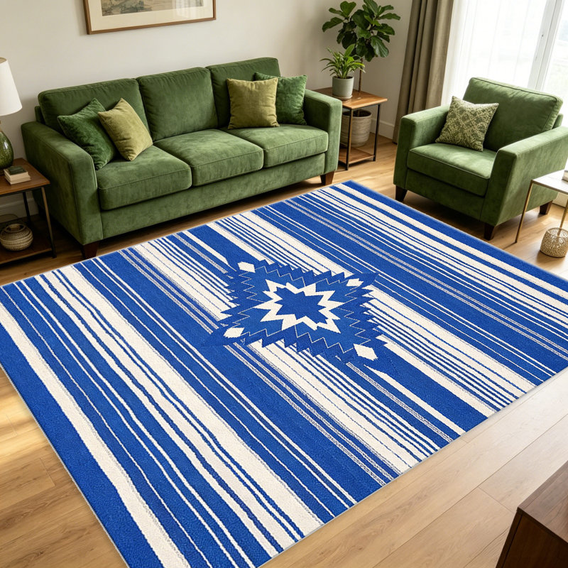 Cobalt Blue Star area rugs for Living Room, Soft and Comfortable, Suitable for all seasons, easy to maintain, machine washable Indoor floor mat, Under Table Farmhouse suitable for Bedroom, Dining Room, Study, Patio, Balcony, Home Decor