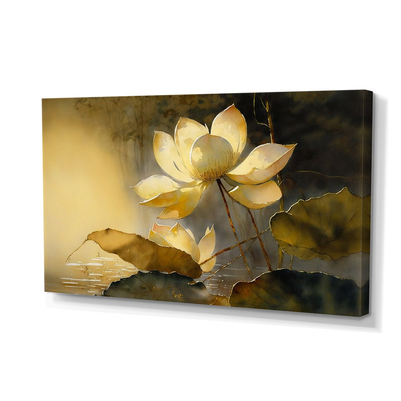 «Blooming Vintage Lotus In The Pond III», art floral sur toile Lotus