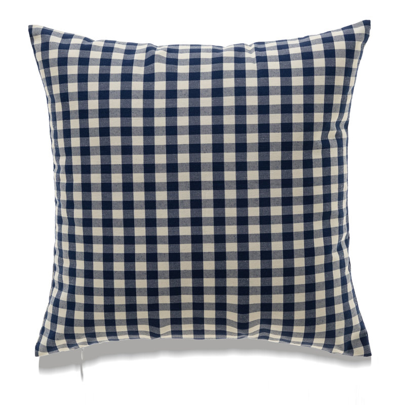 Check Pillow, Navy Blue, Pillow Cover Only - No Insert