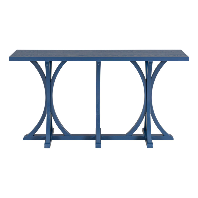 U-Style 59.8'' Wooden Console Table With Oak Veneer Top,Farmhouse Entryway Table With Rubber Wood Slender Curved Legs,Perfect For Living Room,Entryway,Hallway, Dining Spaces.