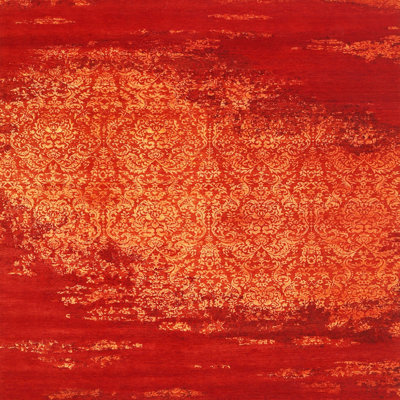 Tapis contemporain rouge / jaune Rosa