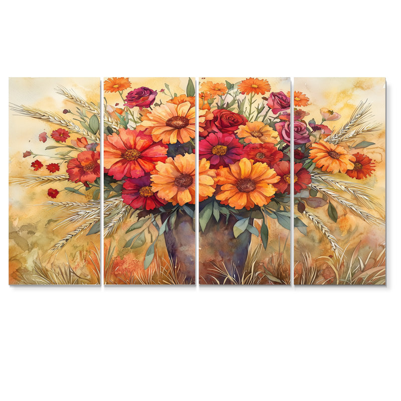 Bowen - Assortiment de bouquets muraux - Décoration murale traditionnelle, 4, H 28 po x l 48 po