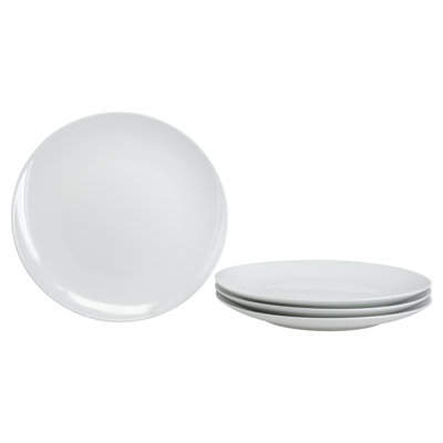 Set Of 4, Coupe Dinner Plates, 10.5", White