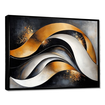Décoration murale Fractal Waves of Dark Golden Galaxy II - Vagues modernes abstraites