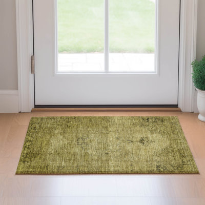 Premium Machine Washable Kiyondrea Gold Rug