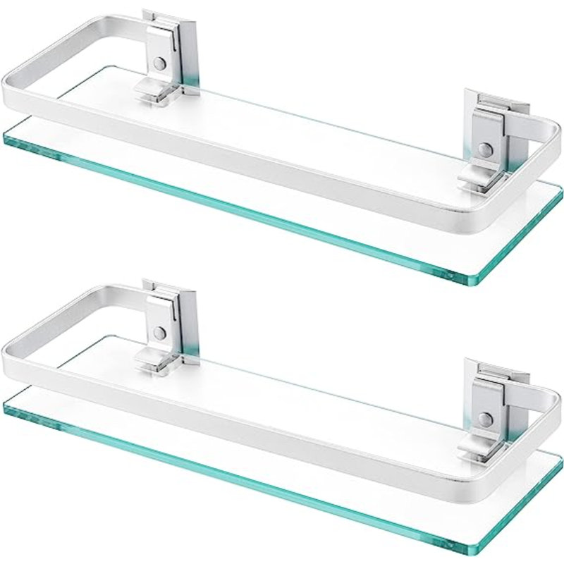 Enrisma 2 Piece Aluminum Floating Shelf, Chrome, 5.60" H x 14.70" W x 2.50" D