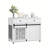 Accent Cabinet With Double Drawers And Sliding Barn Door, Storage Cabinet With Lockable Wheels