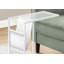 Table moderne, en forme de C, bout, côté, collation, rangement pour magazines, salon, chambre à coucher, aspect cuir blanc, métal, contemporain