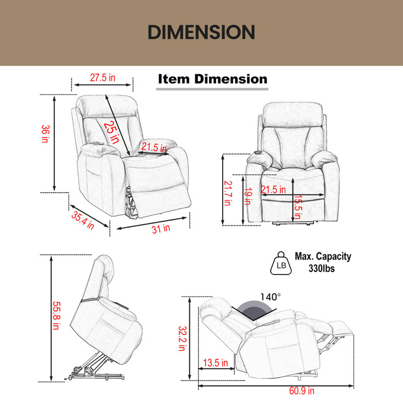 Fauteuil inclinable électrique avec repose-pieds Nicolay, Polyester gris clair