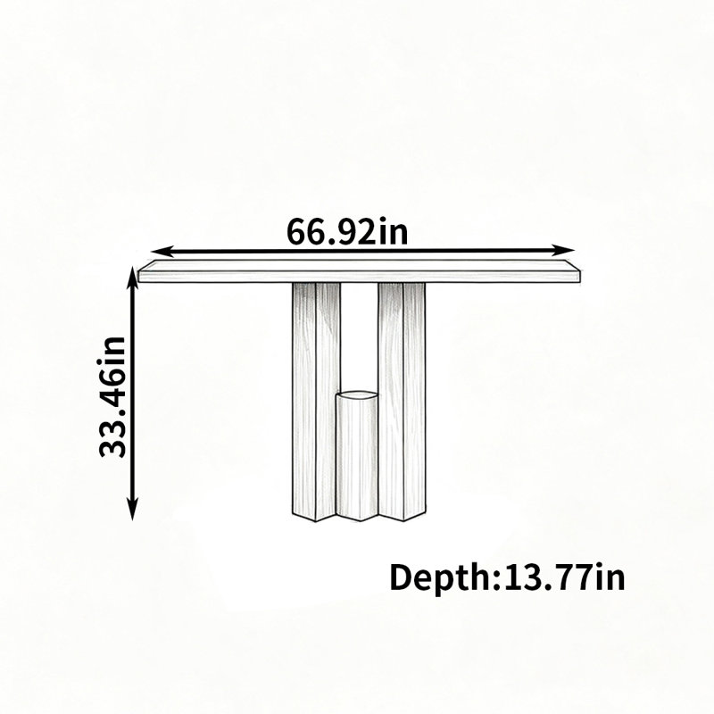 comptoir d'entrée minimaliste, H 33,46 po x l 66,92 po x P 13,77 po