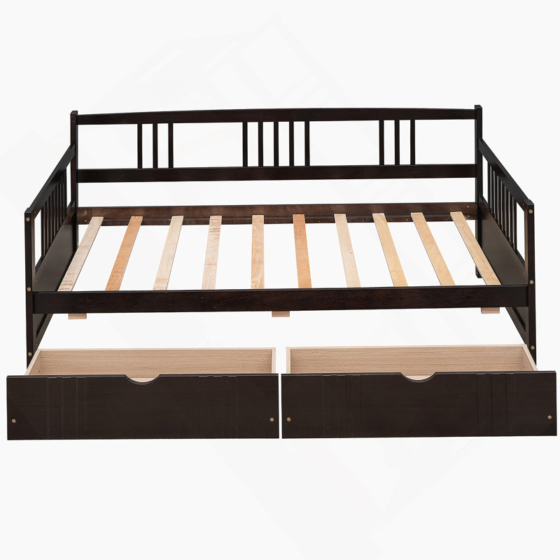 Daybed Wood Bed with Two Drawers, Twin, Espresso