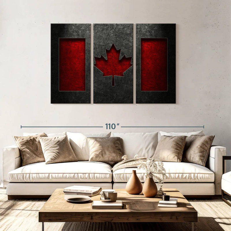 Borges Canadian Flag Stone Texture, 48" H x 74" W