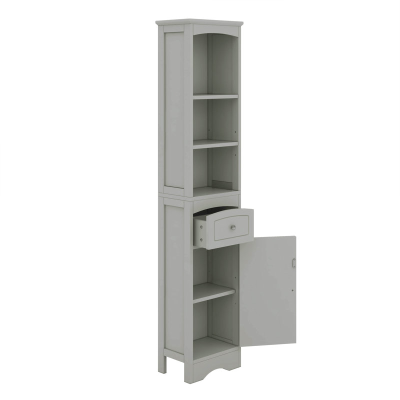 Armoire de rangement autoportante avec tiroir et tablette réglable, Gris